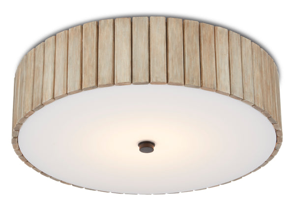 Tetterby Flush-Mount Light Fixture - Eco-Friendly Bamboo Design with Modern LED & Black Accent Finial