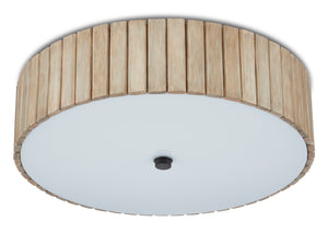 Tetterby Flush-Mount Light Fixture - Eco-Friendly Bamboo Design with Modern LED & Black Accent Finial