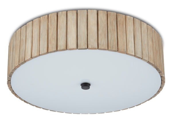 Tetterby Flush-Mount Light Fixture - Eco-Friendly Bamboo Design with Modern LED & Black Accent Finial