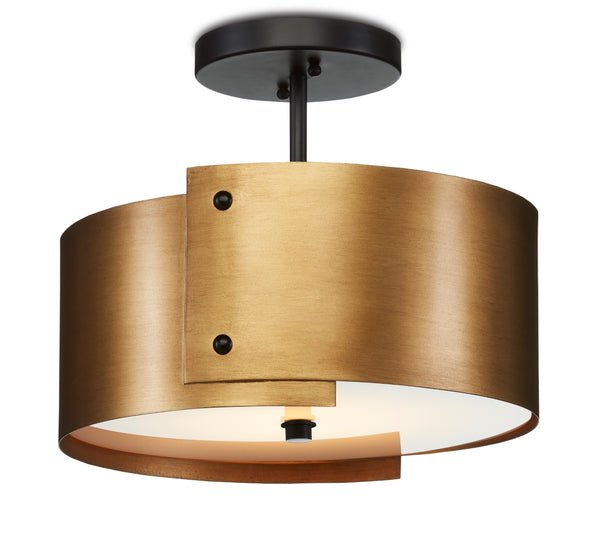 Ritsu Semi-Flush Ceiling Light - Elegant Wrought Iron & Antique Brass Design Inspired by Origami