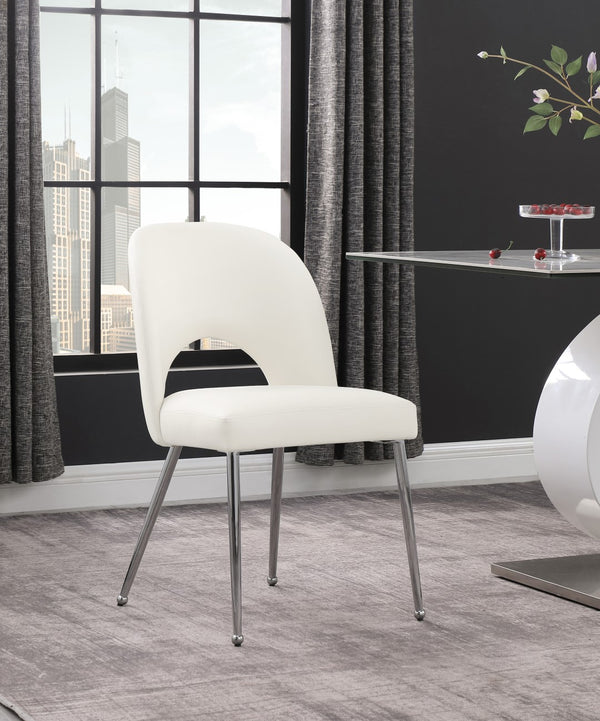 Logan Faux Leather / Iron / Engineered Wood / Foam Contemporary Cream Faux Leather Dining Chair - 19.5" W x 22" D x 34" H