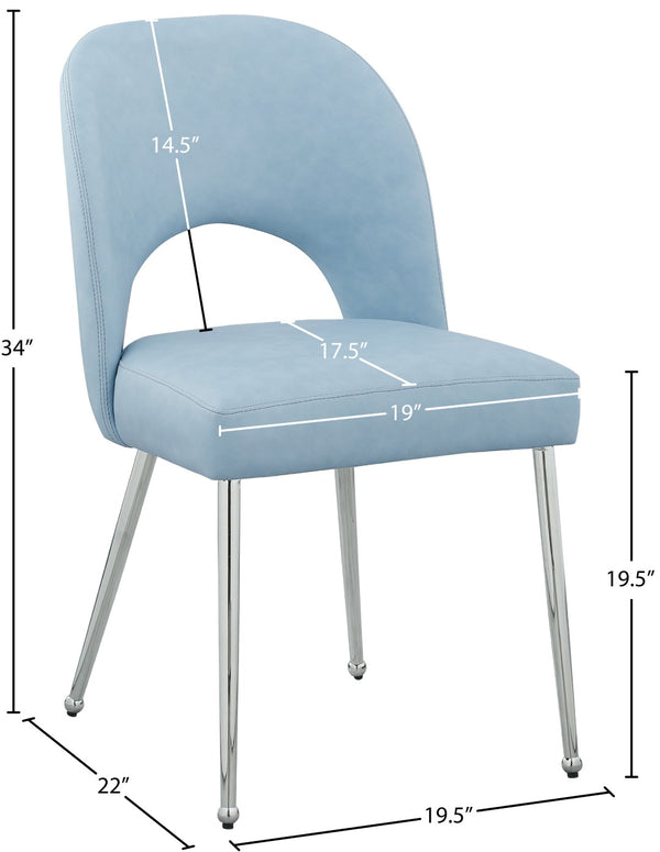 Logan Faux Leather / Iron / Engineered Wood / Foam Contemporary Light Blue Faux Leather Dining Chair - 19.5" W x 22" D x 34" H