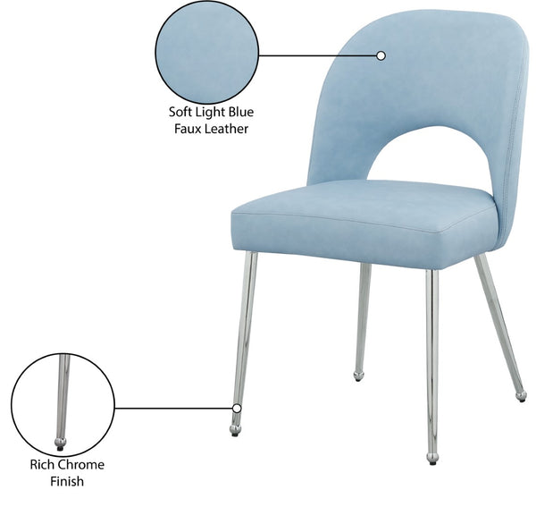 Logan Faux Leather / Iron / Engineered Wood / Foam Contemporary Light Blue Faux Leather Dining Chair - 19.5" W x 22" D x 34" H