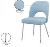 Logan Faux Leather / Iron / Engineered Wood / Foam Contemporary Light Blue Faux Leather Dining Chair - 19.5" W x 22" D x 34" H