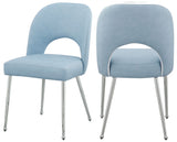 Logan Faux Leather / Iron / Engineered Wood / Foam Contemporary Light Blue Faux Leather Dining Chair - 19.5" W x 22" D x 34" H