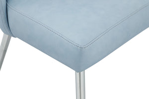 Logan Faux Leather / Iron / Engineered Wood / Foam Contemporary Light Blue Faux Leather Dining Chair - 19.5" W x 22" D x 34" H