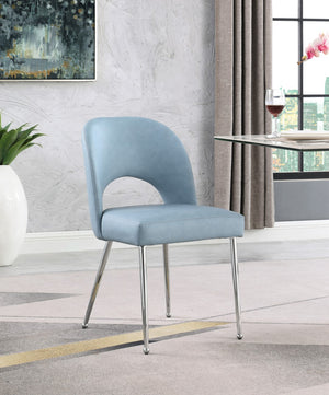 Logan Faux Leather / Iron / Engineered Wood / Foam Contemporary Light Blue Faux Leather Dining Chair - 19.5" W x 22" D x 34" H