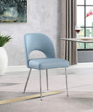 Logan Faux Leather / Iron / Engineered Wood / Foam Contemporary Light Blue Faux Leather Dining Chair - 19.5" W x 22" D x 34" H