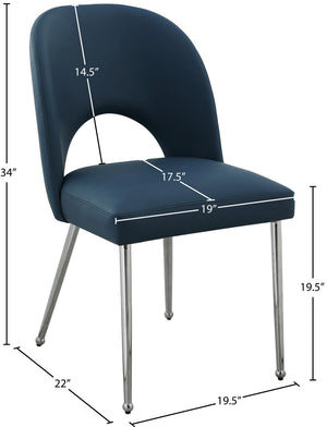 Logan Faux Leather / Iron / Engineered Wood / Foam Contemporary Navy Faux Leather Dining Chair - 19.5" W x 22" D x 34" H