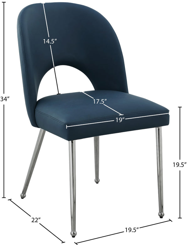 Logan Faux Leather / Iron / Engineered Wood / Foam Contemporary Navy Faux Leather Dining Chair - 19.5" W x 22" D x 34" H