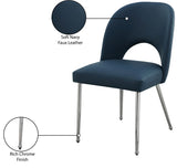 Logan Faux Leather / Iron / Engineered Wood / Foam Contemporary Navy Faux Leather Dining Chair - 19.5" W x 22" D x 34" H