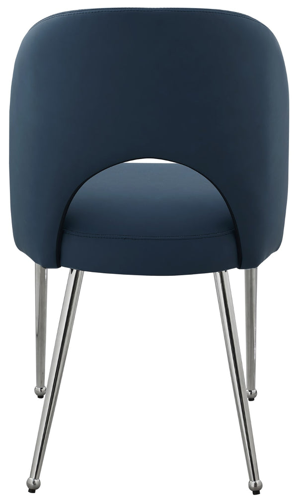 Logan Faux Leather / Iron / Engineered Wood / Foam Contemporary Navy Faux Leather Dining Chair - 19.5" W x 22" D x 34" H