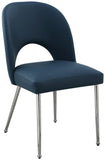 Logan Faux Leather / Iron / Engineered Wood / Foam Contemporary Navy Faux Leather Dining Chair - 19.5" W x 22" D x 34" H