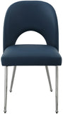 Logan Faux Leather / Iron / Engineered Wood / Foam Contemporary Navy Faux Leather Dining Chair - 19.5" W x 22" D x 34" H