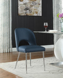 Logan Faux Leather / Iron / Engineered Wood / Foam Contemporary Navy Faux Leather Dining Chair - 19.5" W x 22" D x 34" H