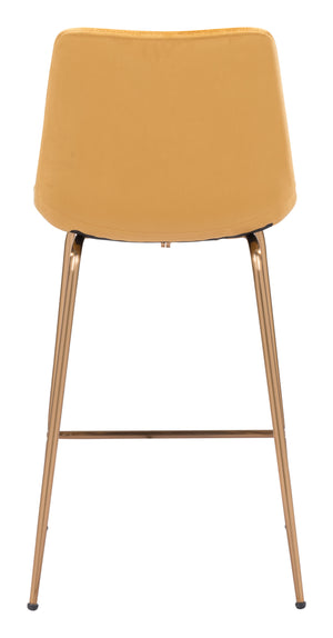 Zuo Modern Tony 100% Polyester, Plywood, Steel Modern Commercial Grade Counter Stool Yellow, Gold 100% Polyester, Plywood, Steel