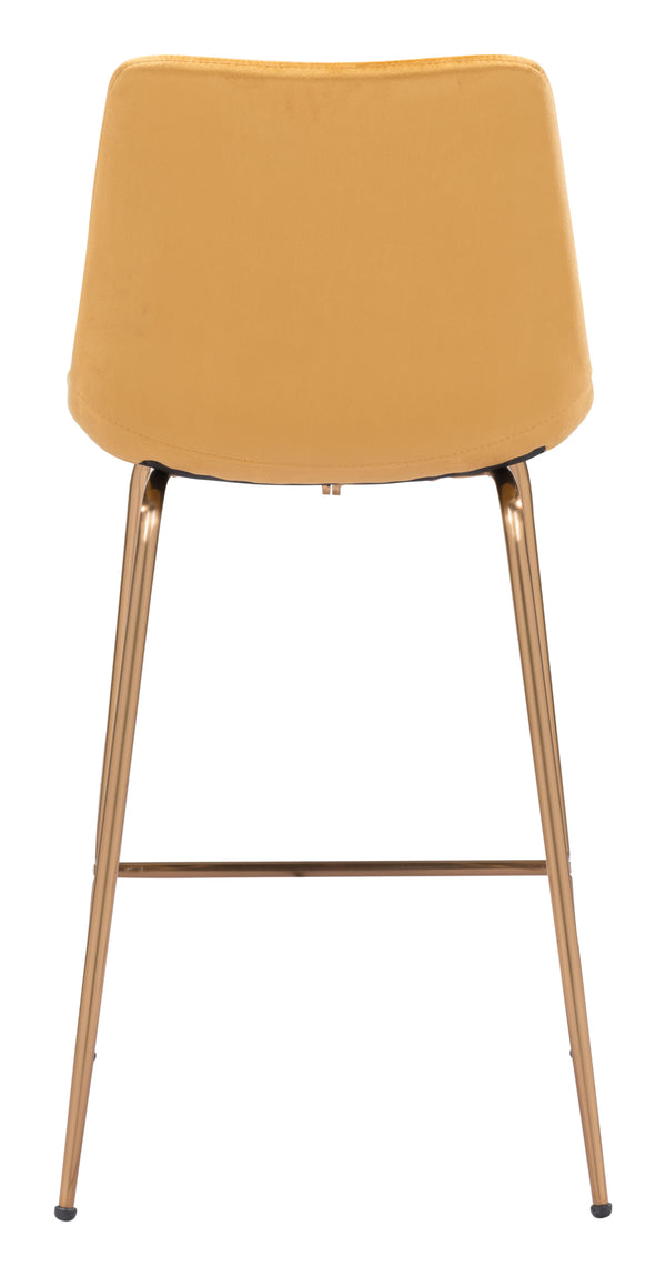 Zuo Modern Tony 100% Polyester, Plywood, Steel Modern Commercial Grade Counter Stool Yellow, Gold 100% Polyester, Plywood, Steel