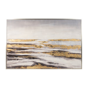 Sagebrook Home Contemporary 60x40 Horizon Hand Painted Canvas, Gray/gold 70146 Gold Polyester Canvas