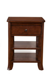 Alpine Furniture Baker 1 Drawer Nightstand w/2 Shelves, Mahogany 977-02 Mahogany Mahogany Solids & Veneer 18 x 18 x 26