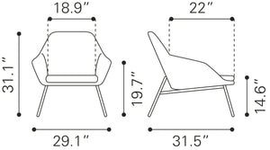 Zuo Modern Manuel 100% Polyurethane, Plywood, Steel Modern Commercial Grade Accent Chair Gray, Black 100% Polyurethane, Plywood, Steel