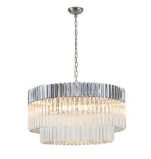 Bethel Chrome Chandelier in Stainless Steel & Crystal