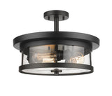 Bethel Black Semi Flush Mount in Metal & Glass