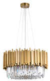 Bethel Gold Chandelier in Stainless Steel & Crystal