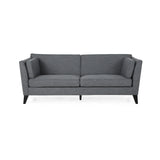 Bryford Contemporary 3 Seater Fabric Sofa, Charcoal and Dark Brown Noble House