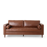 Malinta Contemporary Tufted 3 Seater Sofa, Cognac Brown and Espresso Noble House