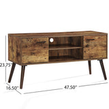 Amarah Mid Century Modern Pine Finished Fiberboard Entertainment Center with Walnut Accents Noble House