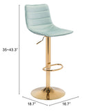 Zuo Modern Prima 100% Polyester, Plywood, Steel Modern Commercial Grade Barstool Light Green, Gold 100% Polyester, Plywood, Steel