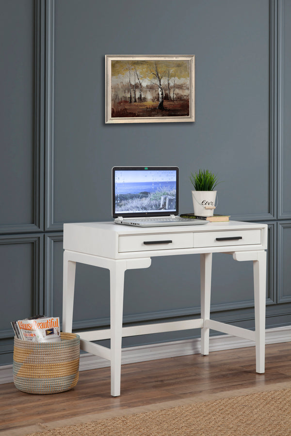 Nova Mini Desk in Elegant Chalk White - Stylish Mahogany Design with Dovetail Drawers & Glides!