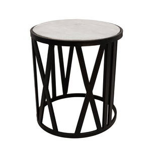 Sagebrook Home Contemporary 19" Round Side Table, Black/white 15612 Black Metal