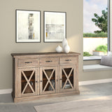 Alpine Furniture Newberry Sideboard, Weathered Natural 2068-06 Weathered Natural Acacia Solids 58 x 18 x 36