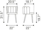 Zuo Modern Adele 100% Polyester, Plywood, Steel Modern Commercial Grade Dining Chair Set - Set of 2 Blue, Black 100% Polyester, Plywood, Steel