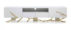 VIG Furniture Modrest Legend - 87"-Wide Modern White Gold TV Stand VGVC-TV8111-L VGVC-TV8111-L