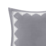 INK+IVY Isla Casual 100% Cotton Embroidered Euro Sham Gray 26"W x 26"L II11-1187