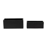 Sagebrook Home Contemporary Resin, Set of 2 -  24/28"d Nested Rectangular Planters, Bl 16859-01 Black Polyresin