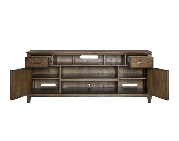 Newport 74" TV Console - Handcrafted Oak Finish with Storage, Wire Management & Soundbar Space