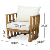 Noble House Tyrion Outdoor Acacia Wood Club Chairs with Cushions (Set 2), Teak and Cream