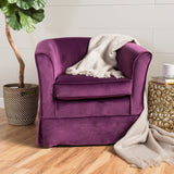 Cecilia Fushsia velvet Swivel Chair with Loose Cover Noble House