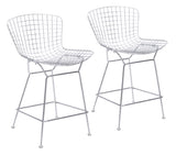 Zuo Modern Wire Steel Modern Commercial Grade Counter Stool Set - Set of 2 Chrome Steel