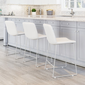 Zuo Modern Mode 100% Polyurethane, Plywood, Steel Modern Commercial Grade Counter Stool Set - Set of 2 White 100% Polyurethane, Plywood, Steel