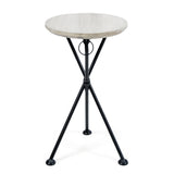 Naveed Indoor Portable Foldable Light Grey Finished Acacia Wood Side Table
