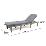 Ariana Outdoor Acacia Wood 3 Piece Chaise Lounge Set with Water-Resistant Cushions, Gray and Dark Gray Noble House