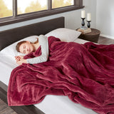 Beautyrest Heated Microlight to Berber Casual Blanket Red King BR54-0392