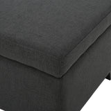 York Dark Grey Fabric Storage Ottoman Noble House