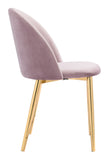 Zuo Modern Cozy 100% Polyester, Plywood, Steel Modern Commercial Grade Dining Chair Set - Set of 2 Pink, Gold 100% Polyester, Plywood, Steel