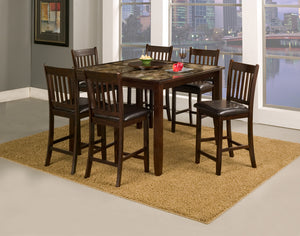 Alpine Furniture Capitola Faux Marble Large Pub Table w/ Removable 18" Lazy Susan, Espresso 554-L Espresso Rubberwood Solids & Faux Marble Top 52 x 52 x 36