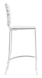 English Elm EE2959 100% Polyurethane, Steel Modern Commercial Grade Counter Chair Set - Set of 2 White, Chrome 100% Polyurethane, Steel